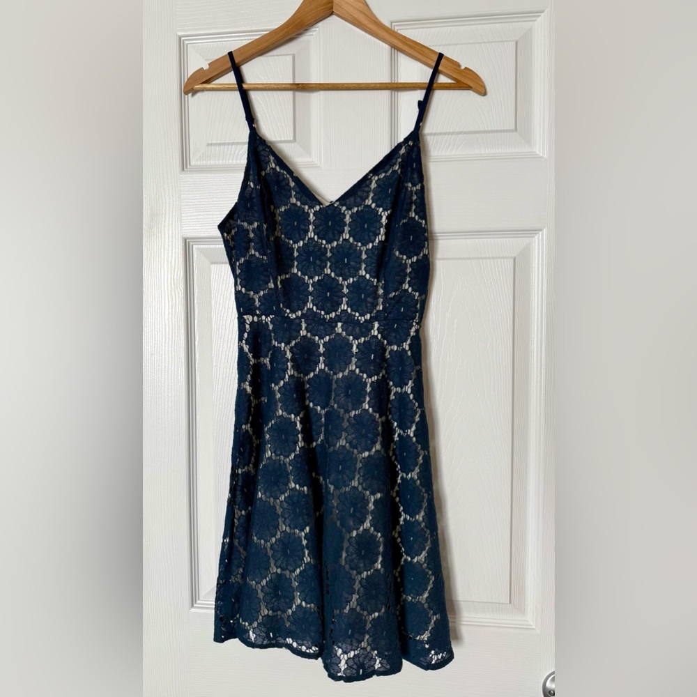 Altar'd State Navy Floral Lace Dress